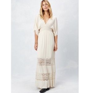 Lovestitch Ivory Kimono Sleeve Boho Maxi Dress